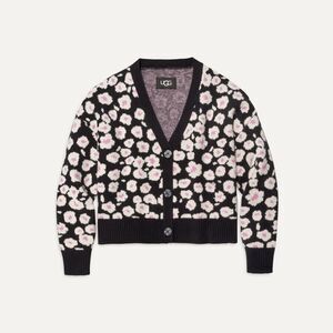 NWT-UGG-Shaina Cardigan- BLACK HIBISCINA-black/white/pink- Size Small